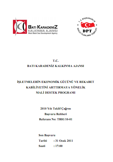 Batı Karadeniz Kalkınma Ajansı 2010 KOBİ MDP Başvuru Rehberi